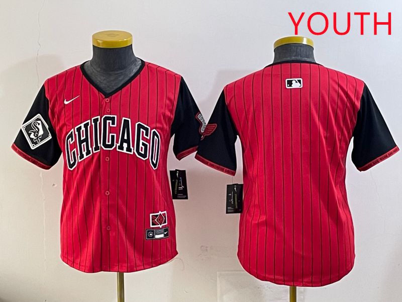 Youth Chicago White Sox Blank Red Stripe Joint Name Nike 2025 MLB Jersey style 5->youth mlb jersey->Youth Jersey
